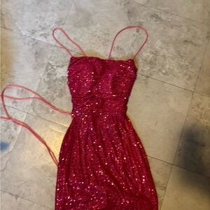 Elegant Pink Sequin Mini Dress